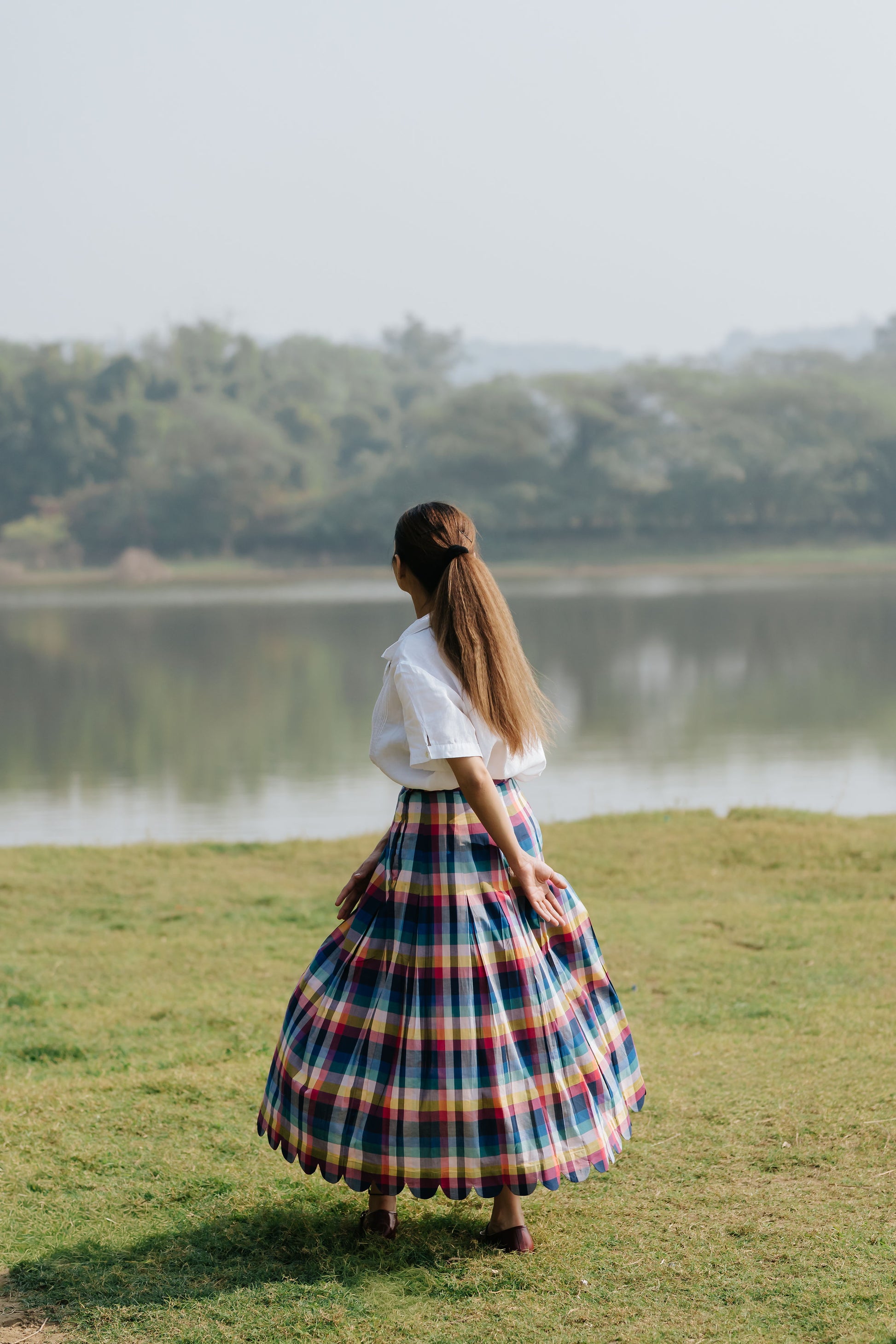 Joy Pleated Check Skirt