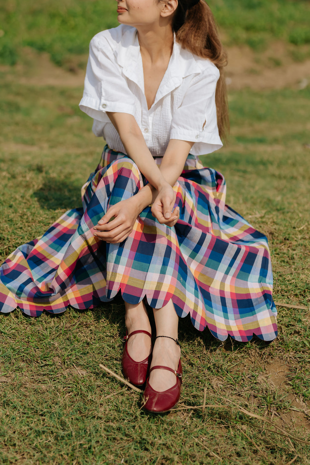 Joy Pleated Check Skirt