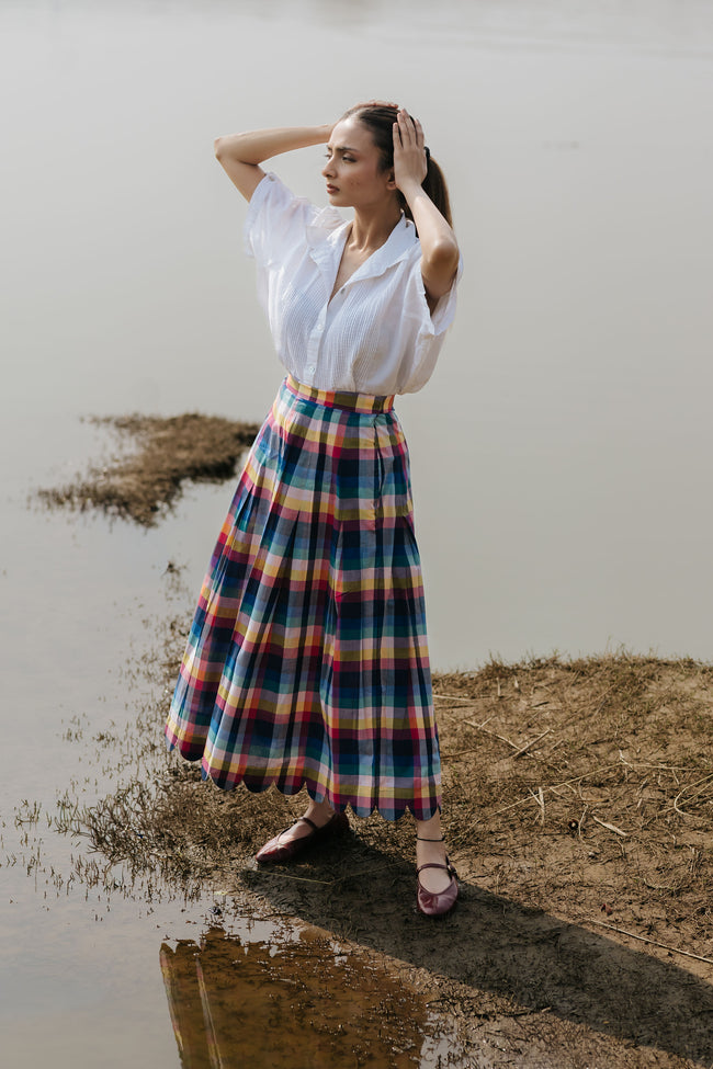 Joy Pleated Check Skirt Main Image