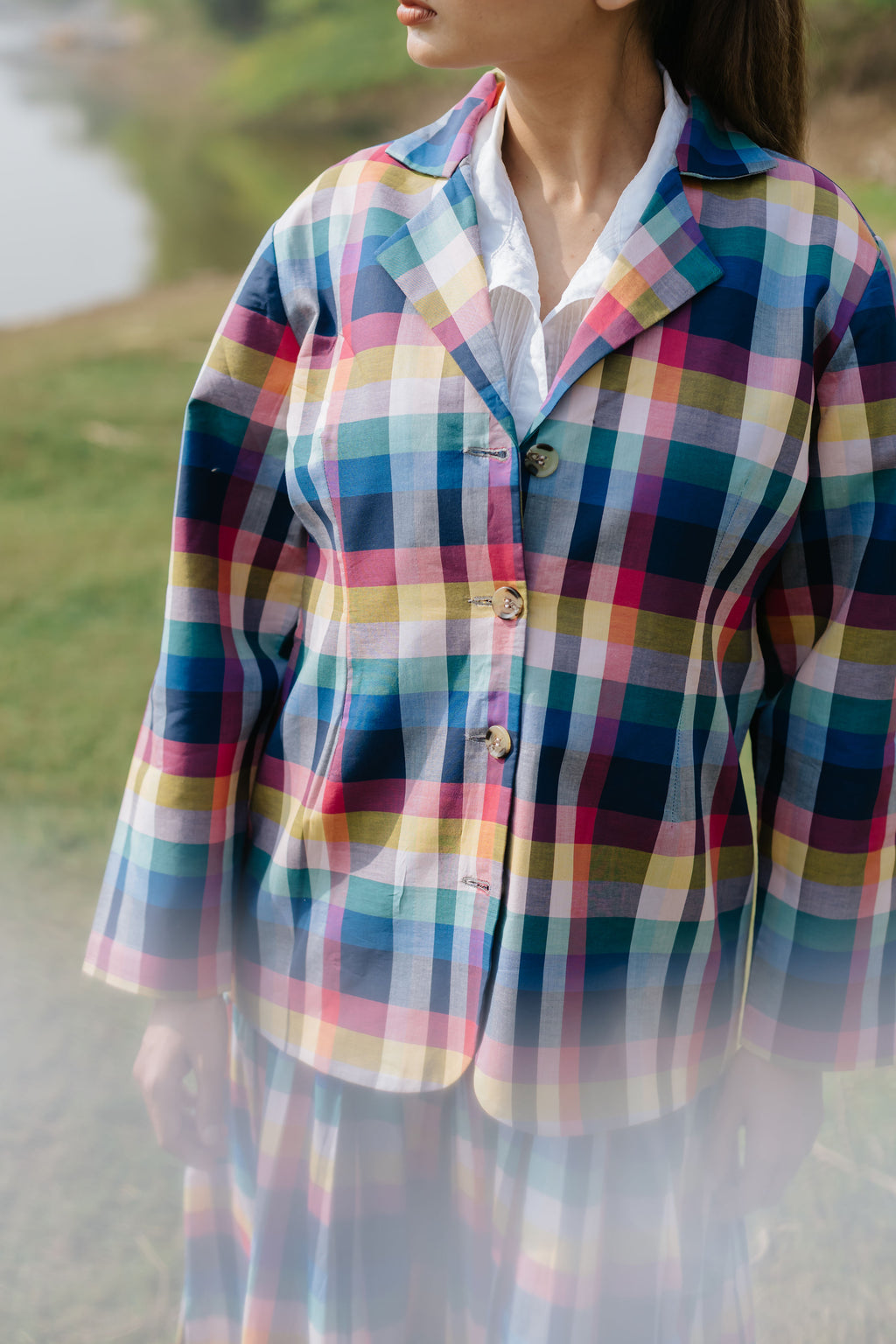 Joy Pleated Check Cord Set