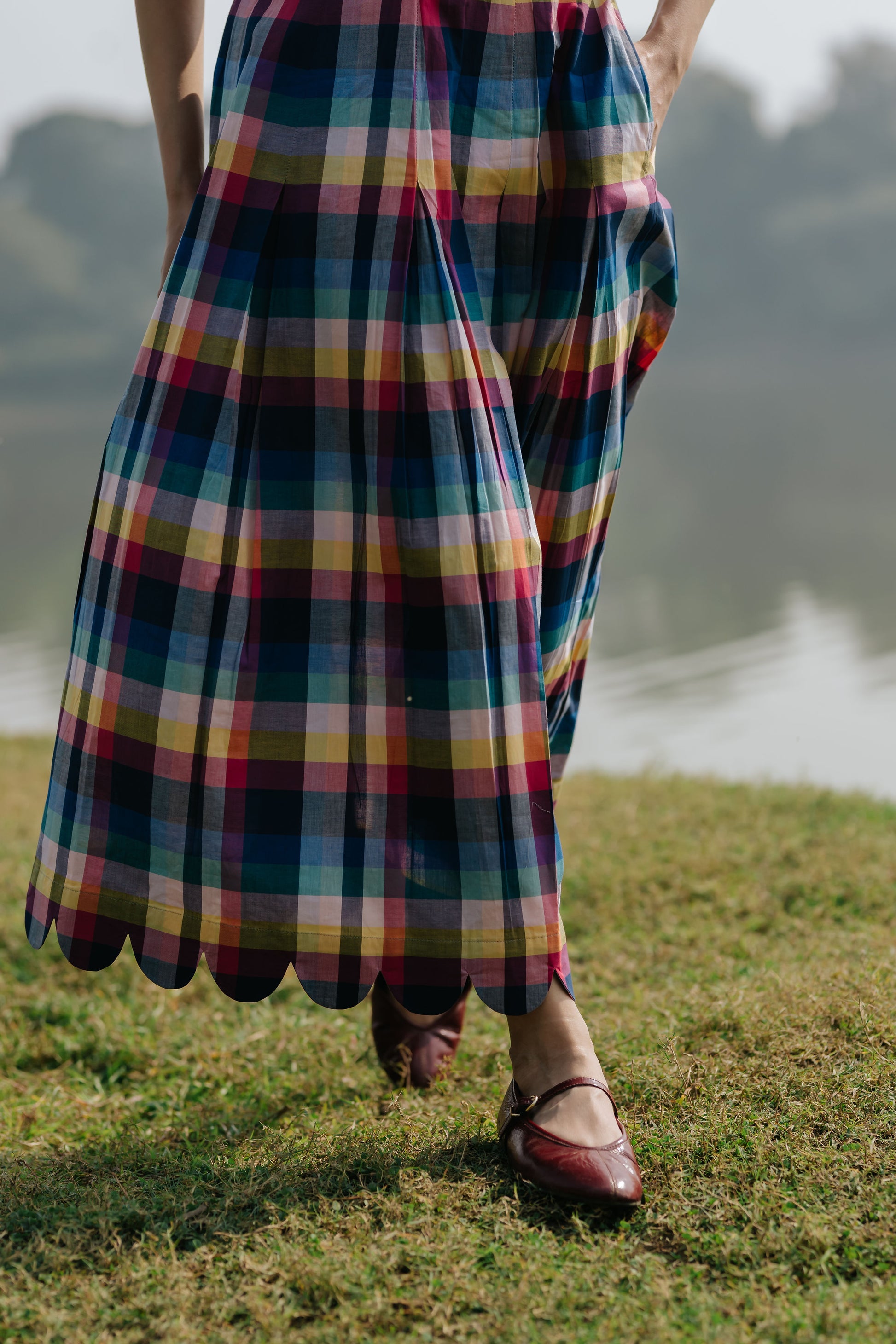 Joy Pleated Check Skirt
