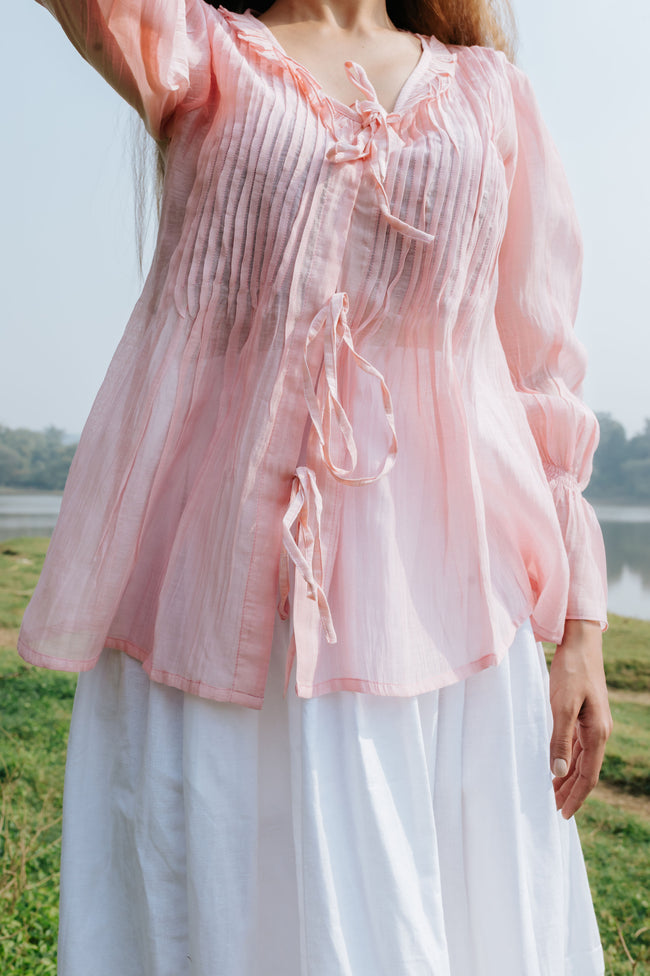 Soft Peony Frill Pintuck Top Main Image