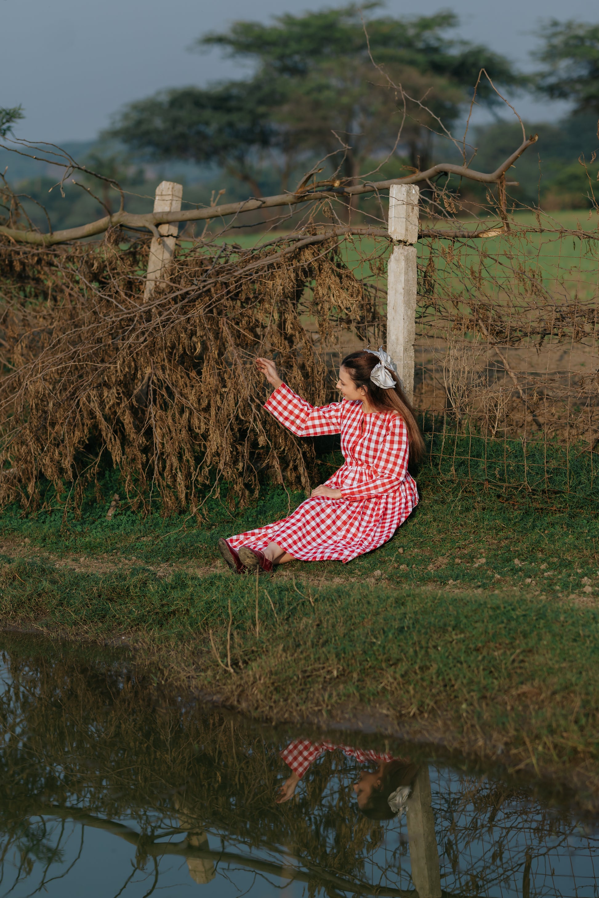 Red Gingham Scalloped Dress