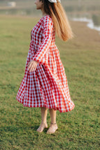 Red Gingham Scalloped Dress [SALE]