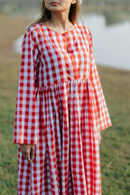 Red Gingham Scalloped Dress [SALE]