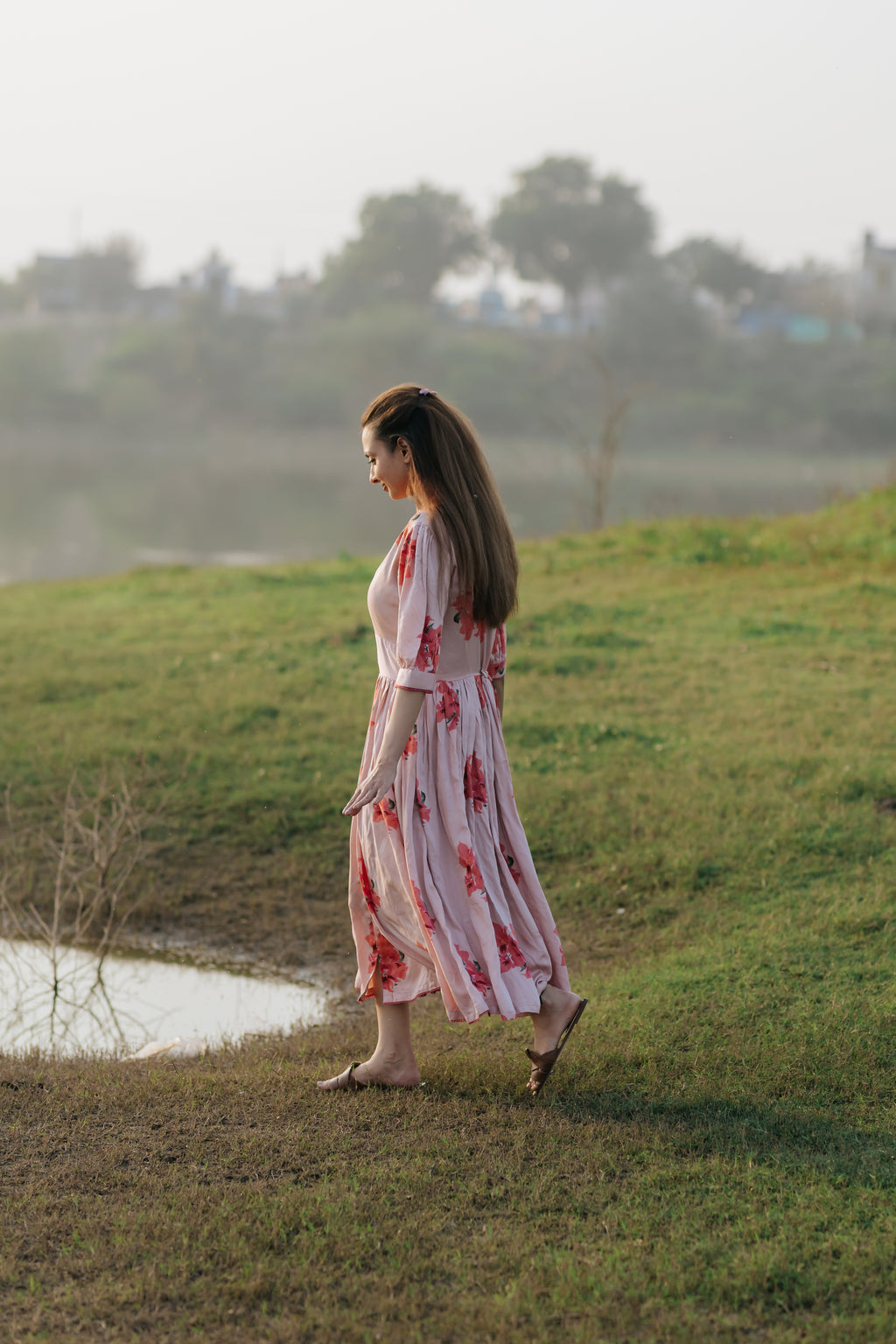 Bougainvillea Vintage Gathered Dress