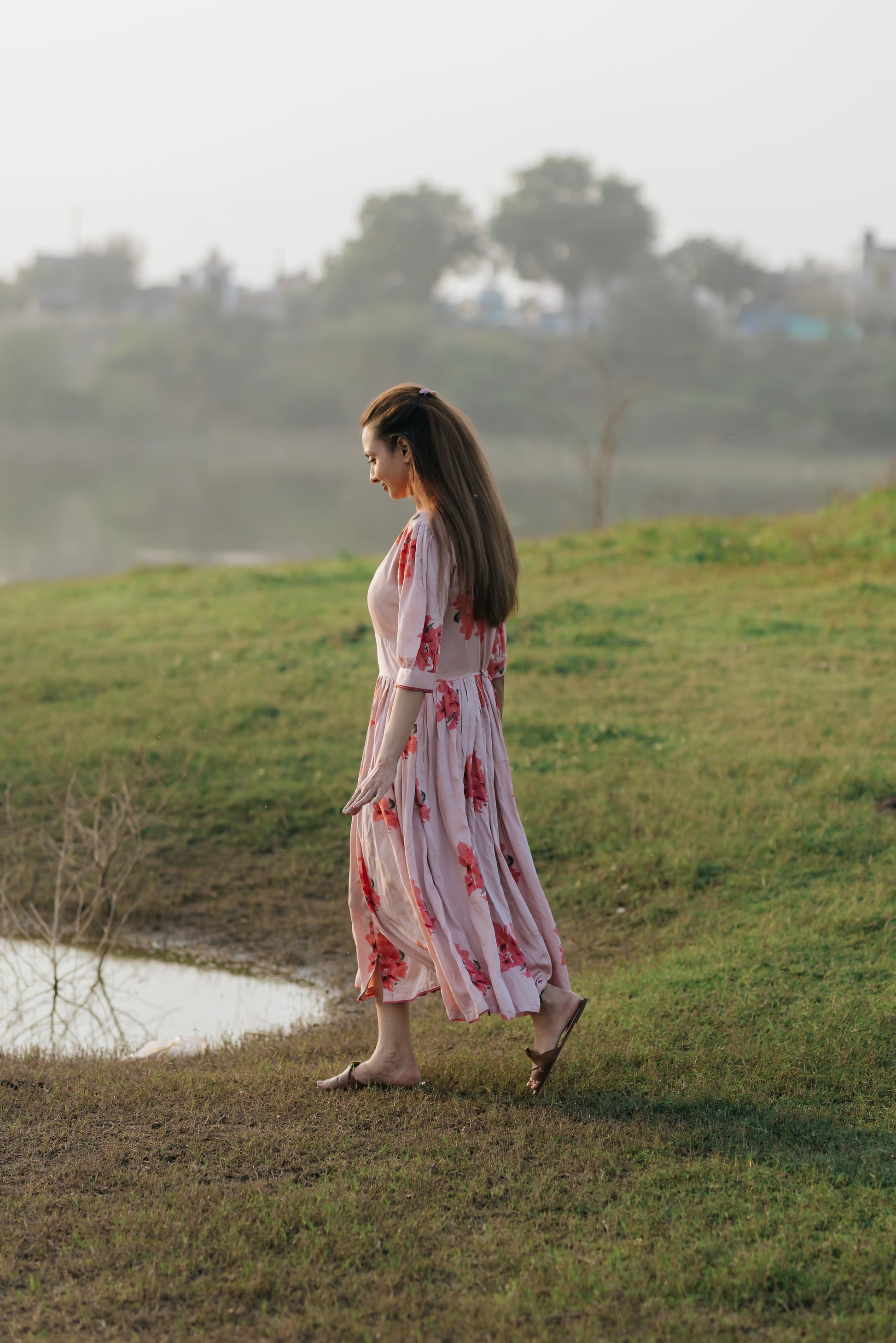 Bougainvillea Vintage Gathered Dress