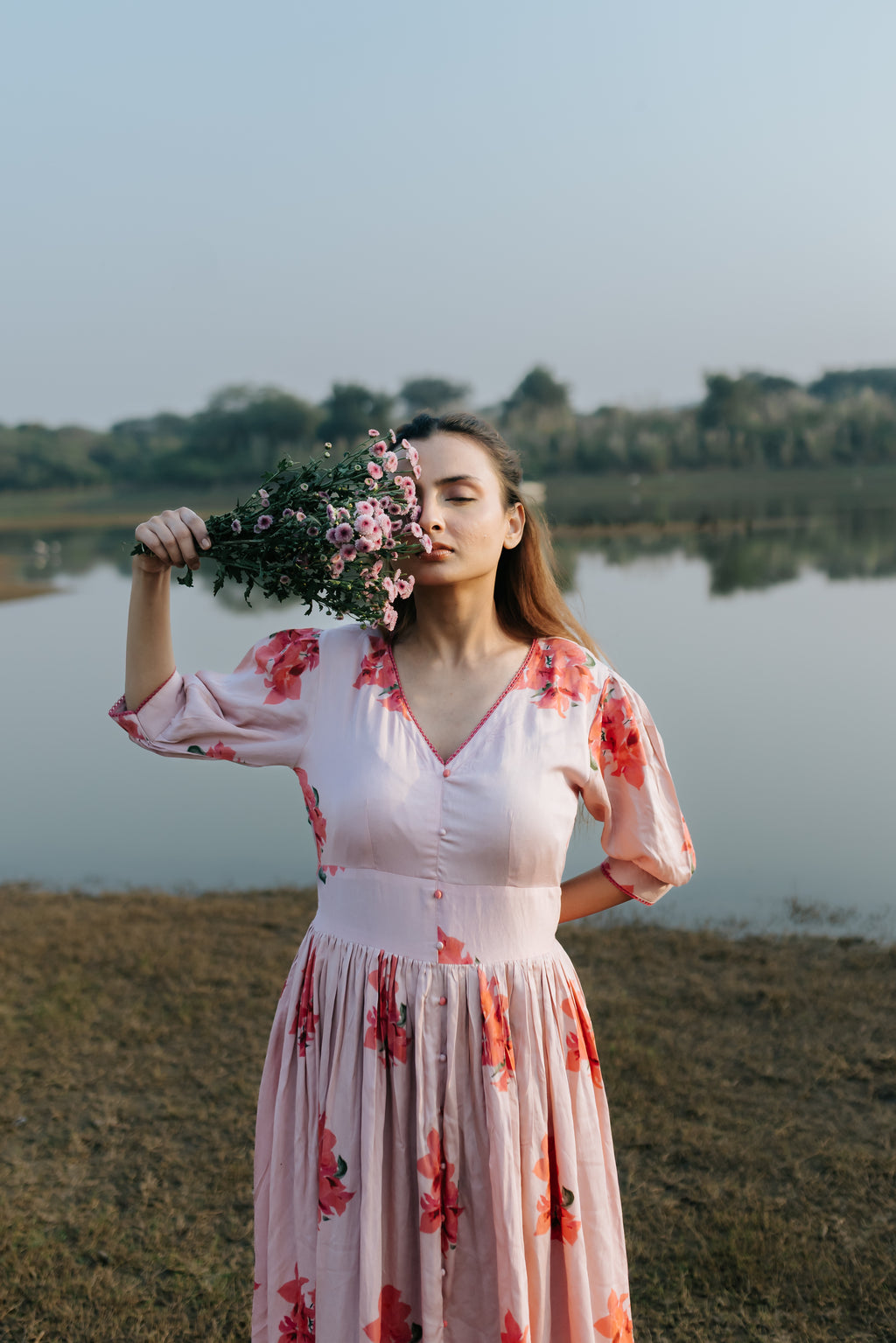 Bougainvillea Vintage Gathered Dress