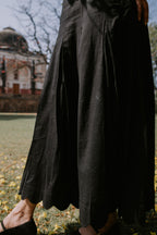 Black Scallop Pleated Skirt
