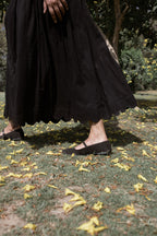 Black Scallop Pleated Skirt