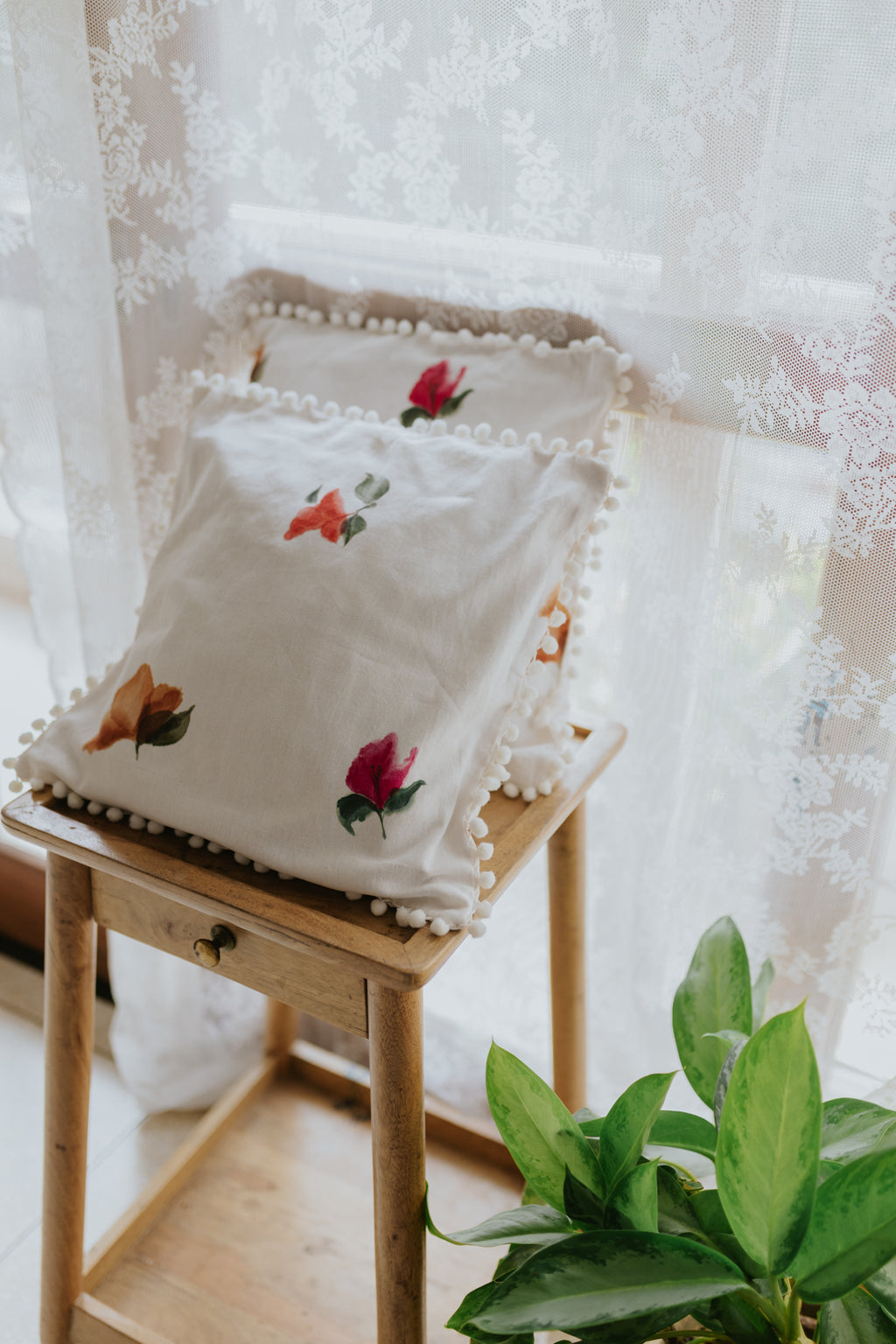 Hand-Painted Cushion Covers - Set of 2