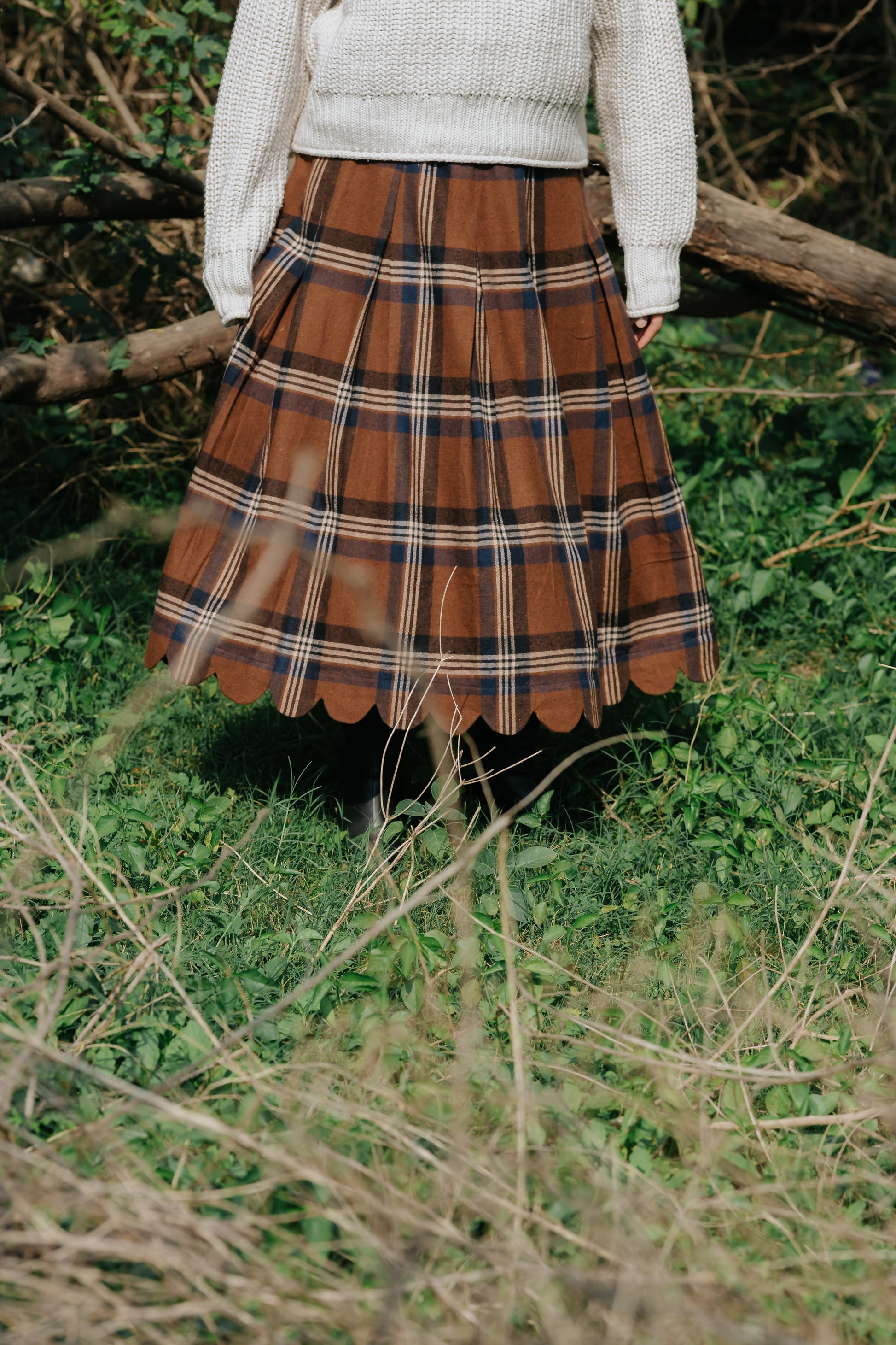 Heritage Plaid Wool Scallop Skirt