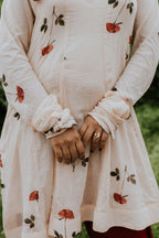 Handpainted Rose Garden Mulmul Kurta Set