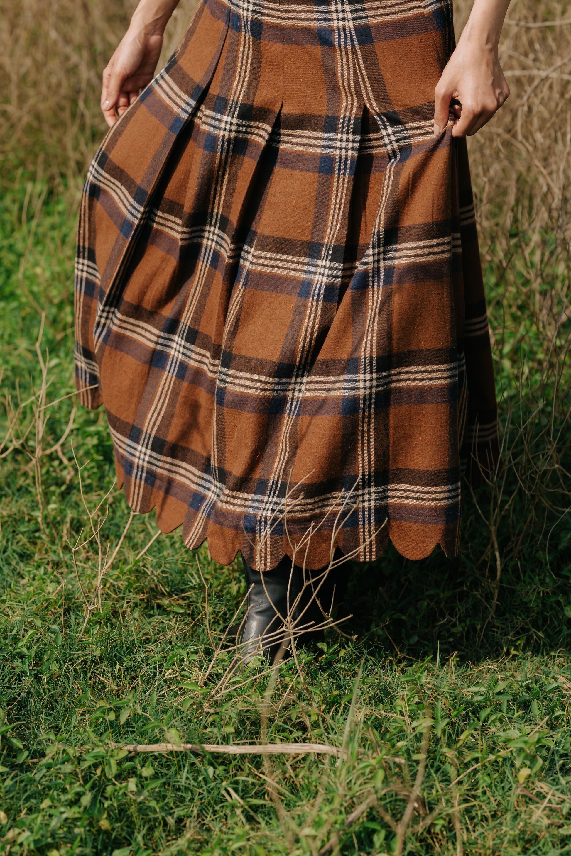 Heritage Plaid Wool Scallop Skirt
