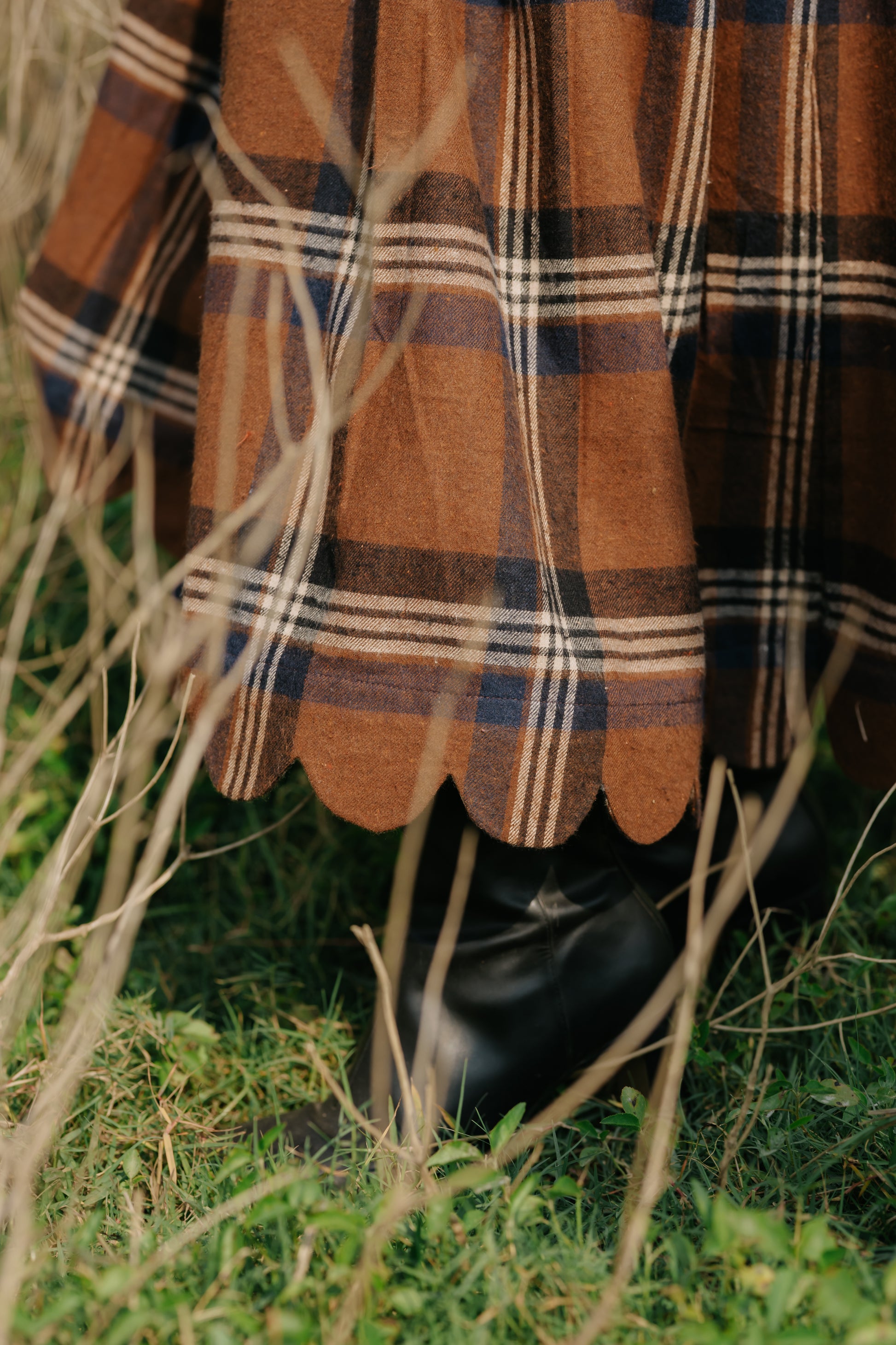 Heritage Plaid Wool Scallop Skirt