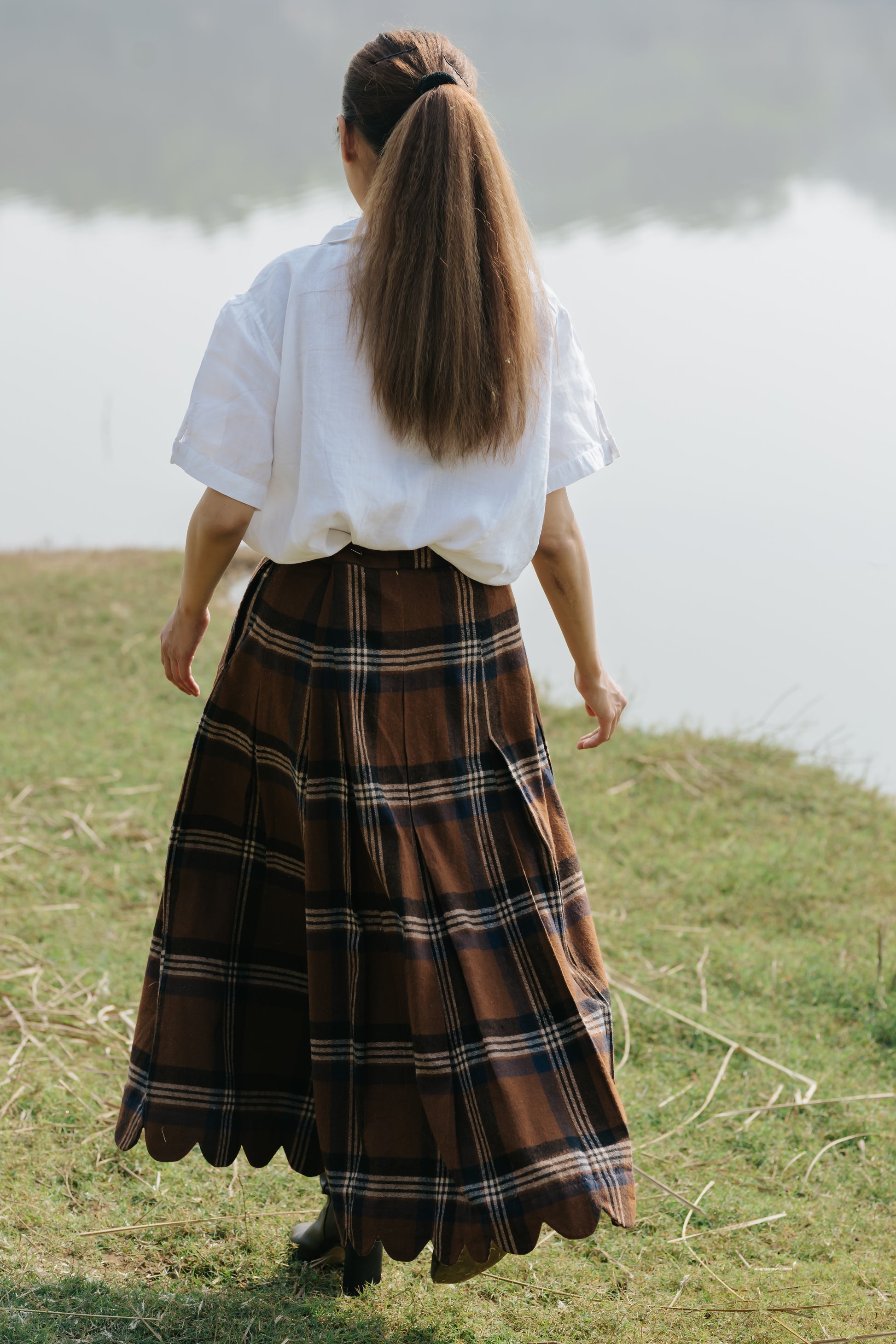 Heritage Plaid Wool Scallop Skirt