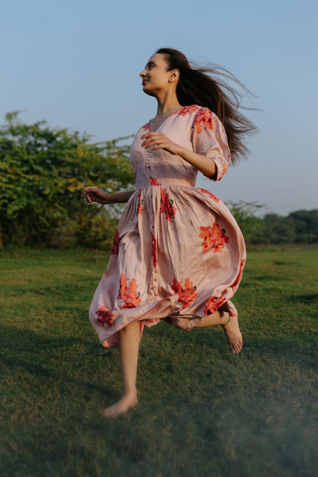 Bougainvillea Vintage Gathered Dress