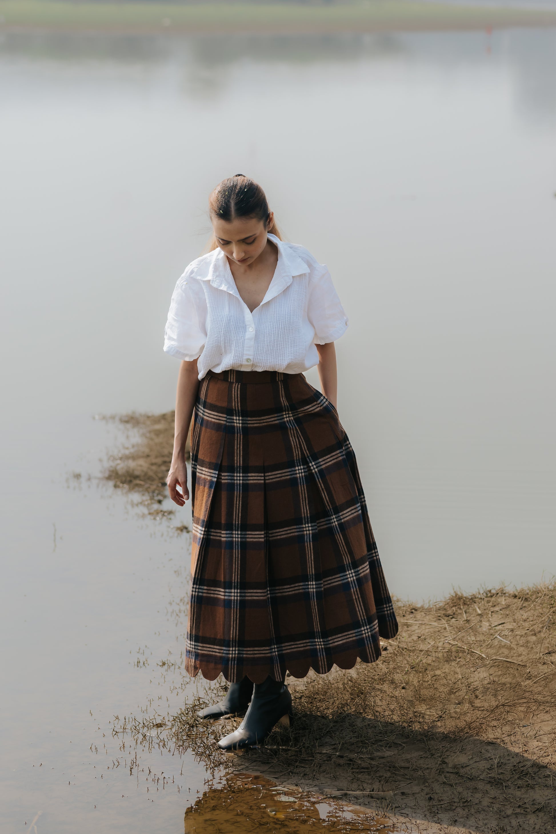Heritage Plaid Wool Scallop Skirt