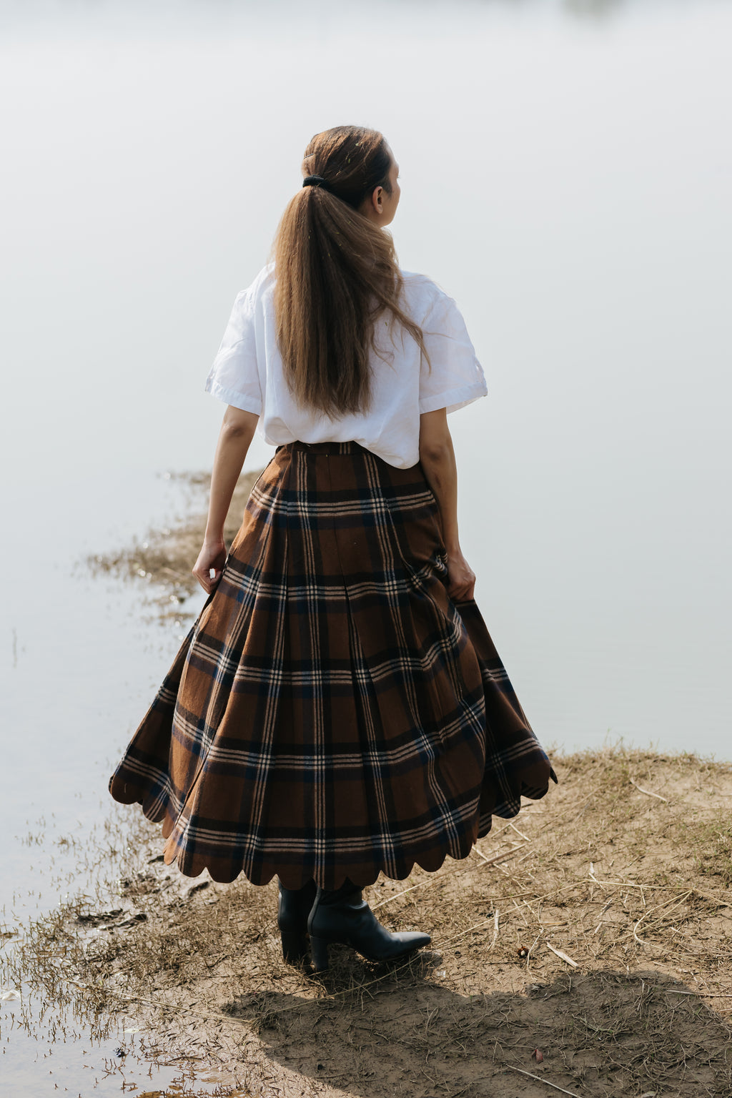 Heritage Plaid Wool Scallop Skirt