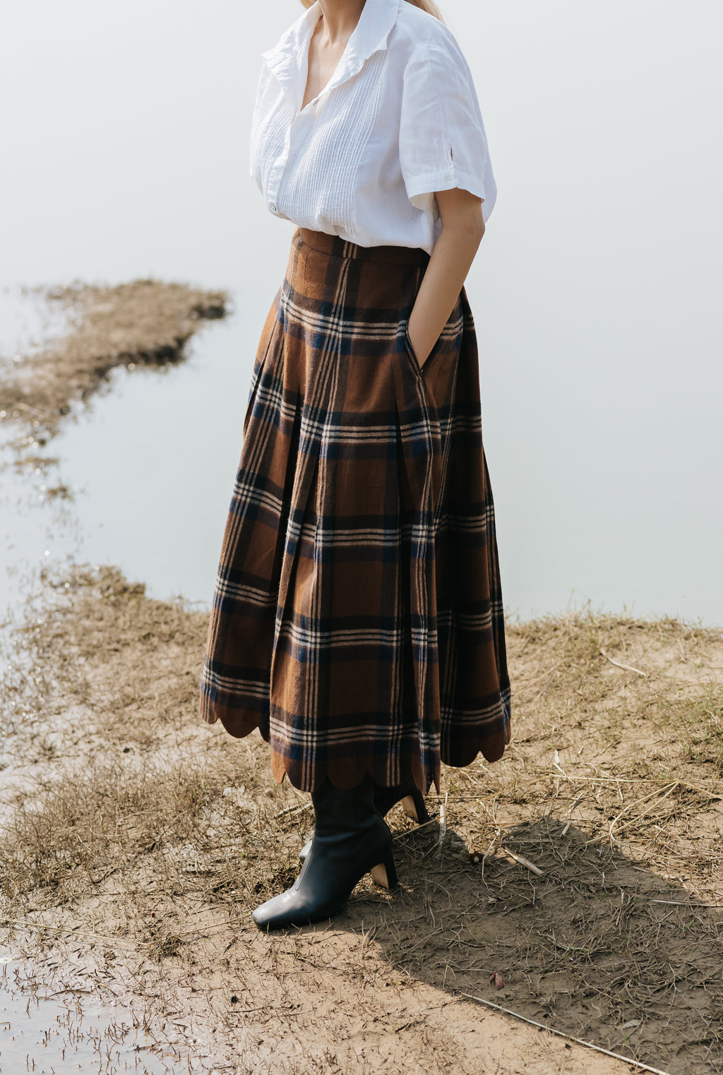 Heritage Plaid Wool Scallop Skirt
